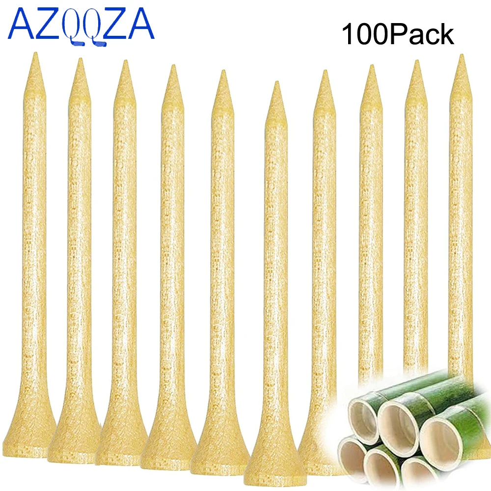 100 Pcs New Reduce Friction Bamboo Golf Tees Wood Side Spin Durable Natural Biodegradable Dropshipping 3 Sizes 54mm,70mm,83mm