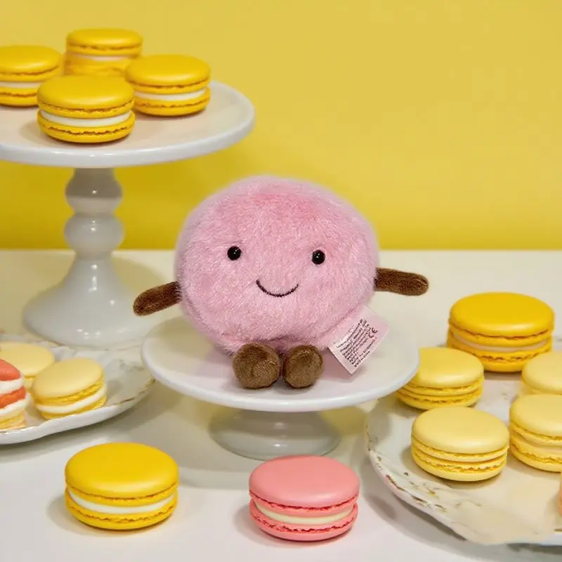 Macarrón de peluche de 12x15cm, juguetes Kawaii de comida rosa y amarilla, juguetes de dibujos animados de peluche para niños y niñas, regalos de cumpleaños y Navidad