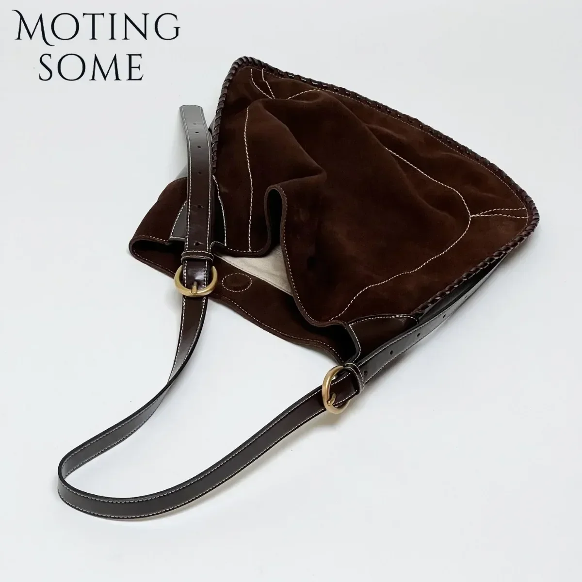 Motingsome Suede Bags New Women Tote Matte Leather Tote Bag Lazy Underarm Saddle Bag Large Capacity Hobos Messenger Purses 2024