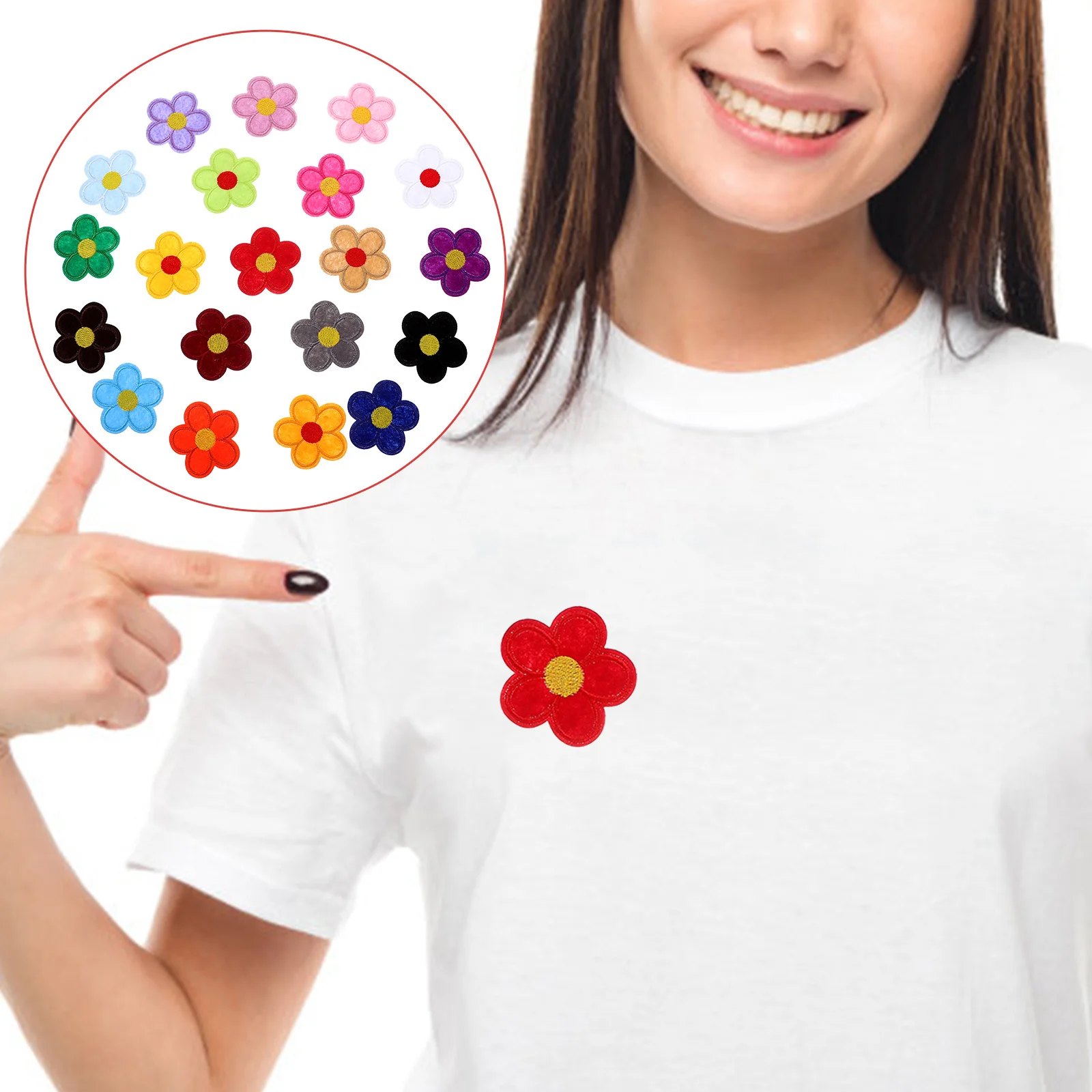 

40Pcs Embroidered Patches Flower Iron on Appliques for Clothes Decorative Fabric Patches Sew on Clothing Repair Accessories