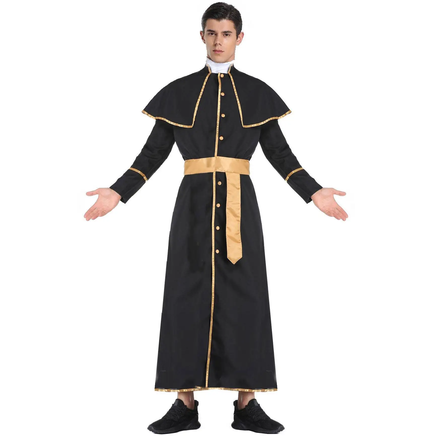 

loween Church Biop Priest Prayer Costume Men's Performance Gown Missionary Robe Masquerade Ball Outfit Traditional Ethni...