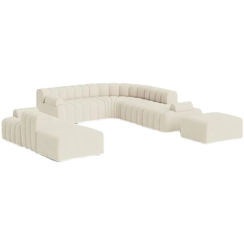 

Nordic Modern Modular Fabric Living Room Italian Simple Light Luxury Piano Keys Creative Lamb Fleece Sofa Combination