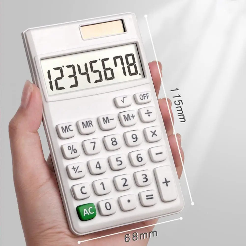 Калькулятор с солнечной панелью, ручной калькулятор с 8-значным питанием от солнечной энергии для студентов