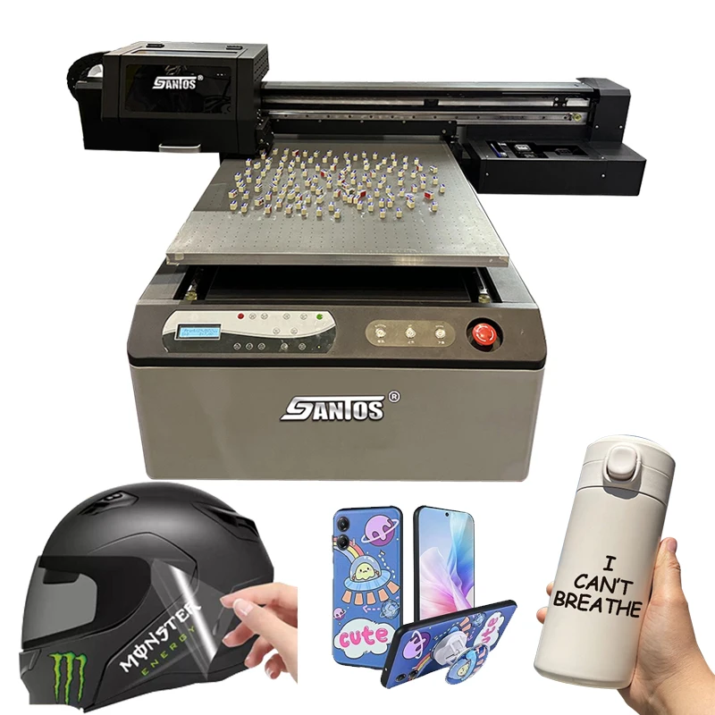 6090 UV Printer Plotter High Precision 2400Dpi UV 6090 Flatbed Printer Fit All Materials Auto Print Universal Printing Machine