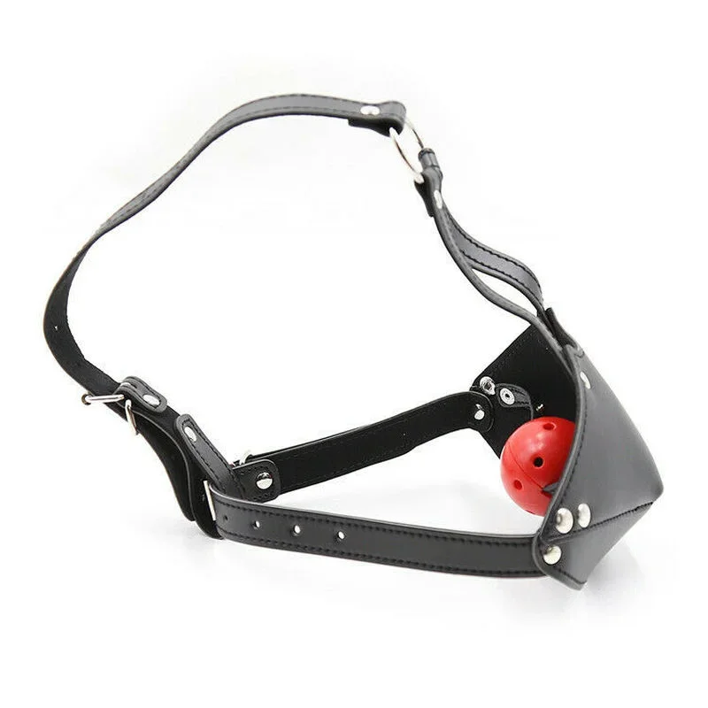 Faux Leather Belt Mask Mouth Gag BDSM Bondage Cosplay Head Harness Restraint Roleplay Game Muzzle Gag Adult Sex Toys for Couple