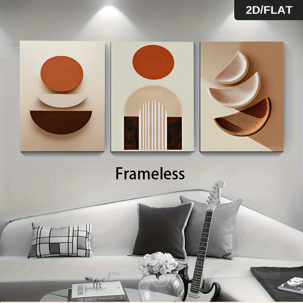 1 set of modern minimalist geometric triptych frameless paintings, living room sofa background wall bedroom dining room entrance