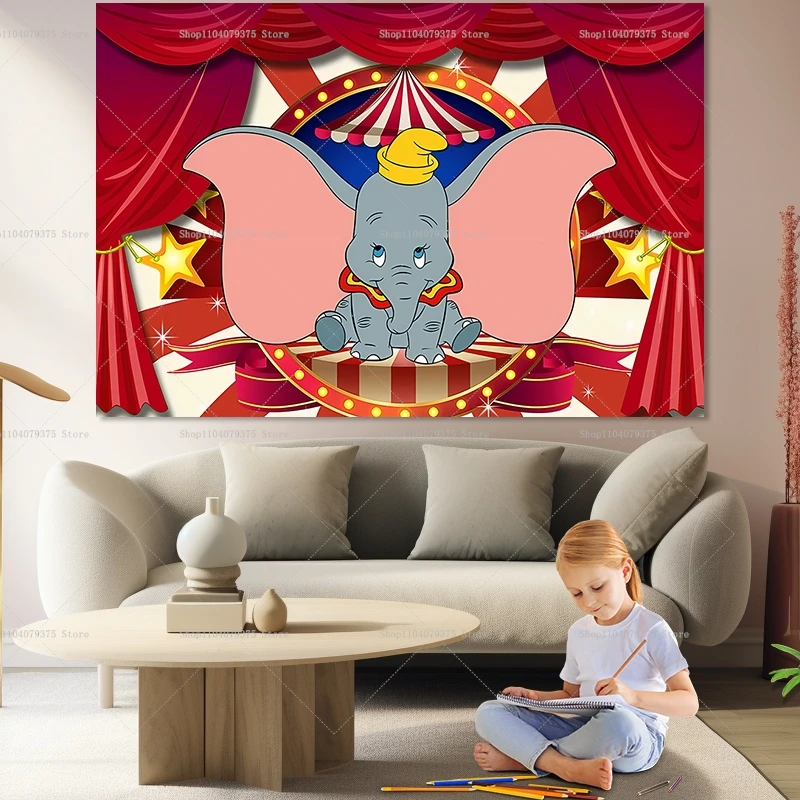 Disney Dumbo Party Achtergrond, Vinyl Achtergrond voor Kinderen Verjaardag, Baby Douche, Vliegende Olifant Thema Evenement Decoratie, Leuke Prop