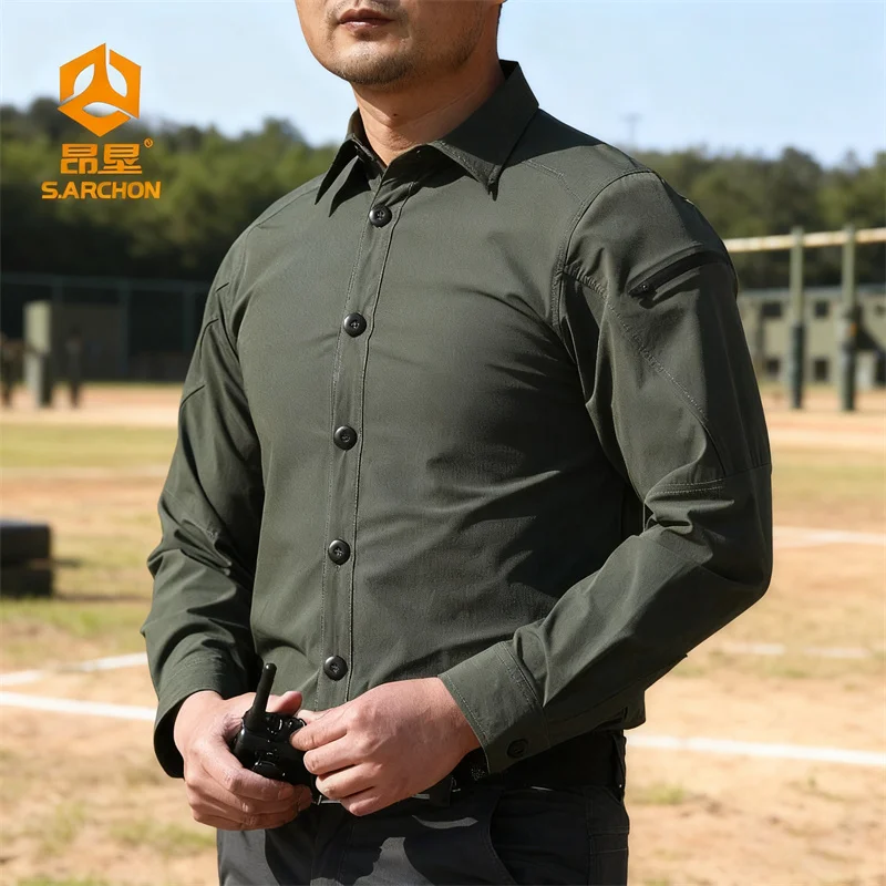 

Мужская тактическая рубашка, высокоэластичные рубашки для пеших прогулок, альпинизма и отдыха, путешествий, весенне-осенние быстросохнущие спортивные рубашки
