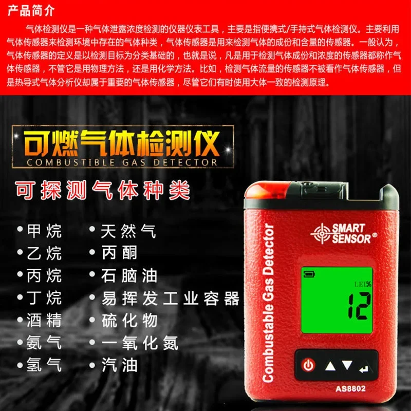 Sima AS8802 combustible gas detector pipeline natural gas methane leak detector explosion-proof gas alarm