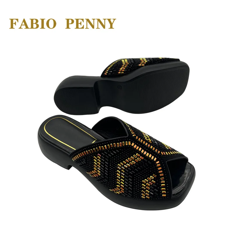 Europe and the United States the latest open-toed rhinestone African women's shoes dinner party women's party design slippers