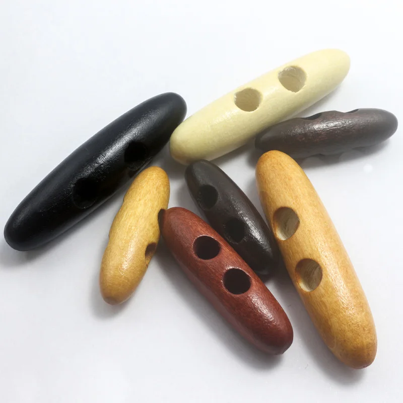 10pcs Olives Buttons 2 Hole Wood Toggle Sewing Craft DIY Accessory Compatible With Clothing Coat Jacket Overcoat Button