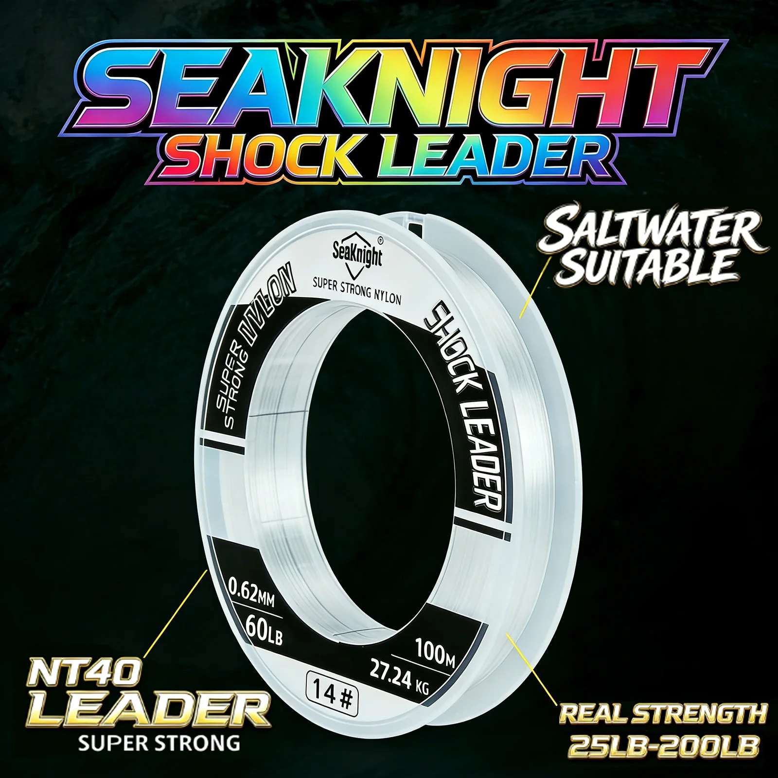 SeaKnight Fishing Line 100M/50M 25-200LB NT40 Super Strong Nylon Fishing Leader Line Real Strength for Saltwater Boat Fishing