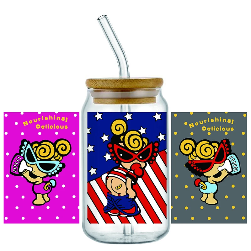 cute Mini-baby design Customizable Waterproof DTF Cup Wraps For 16oz Tumblers DIY transfer Stickers Home decoration