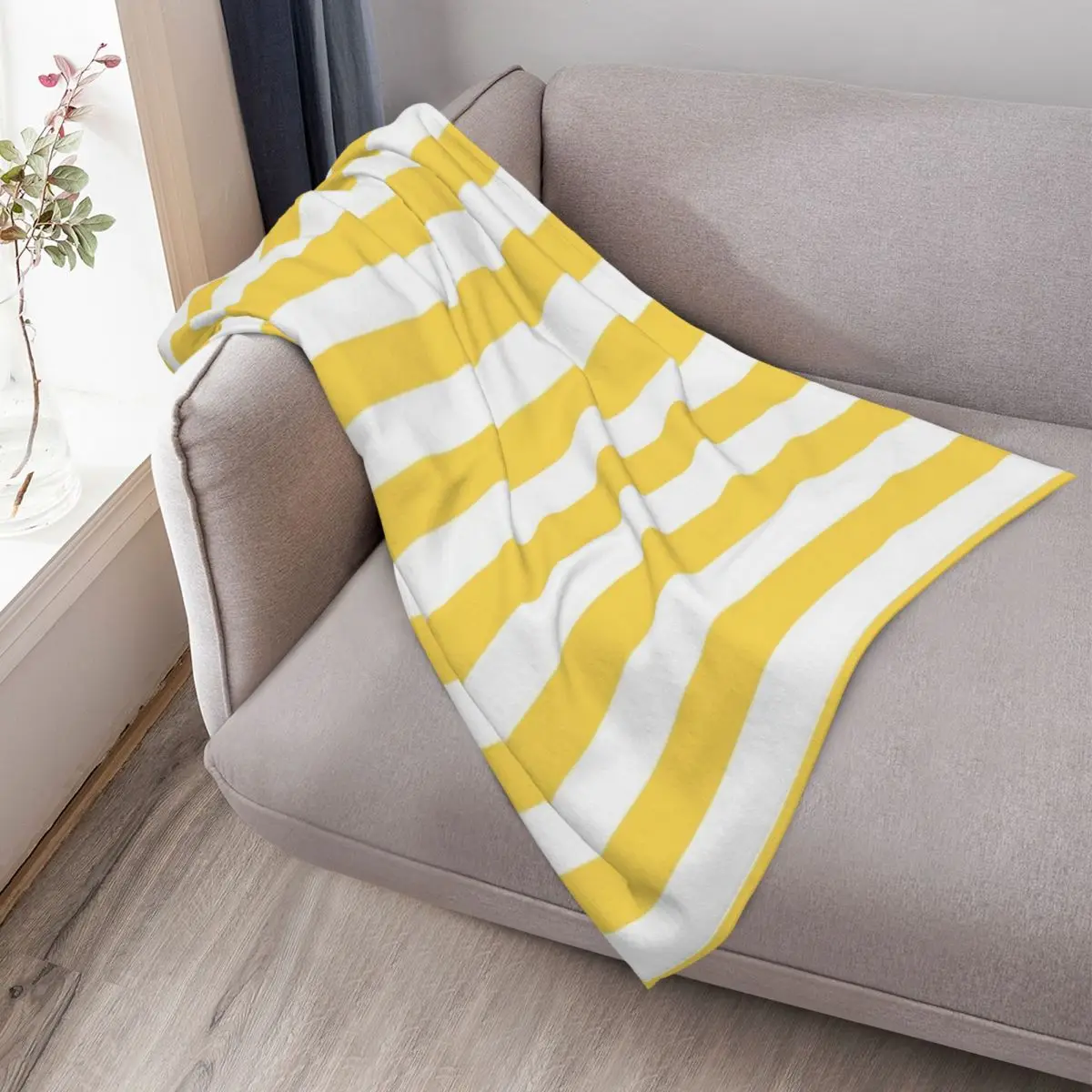 الأصفر والأبيض خطوط عمودية رمي بطانية البطانيات للأرائك خمر أريكة سرير الفانيلا النسيج البطانيات