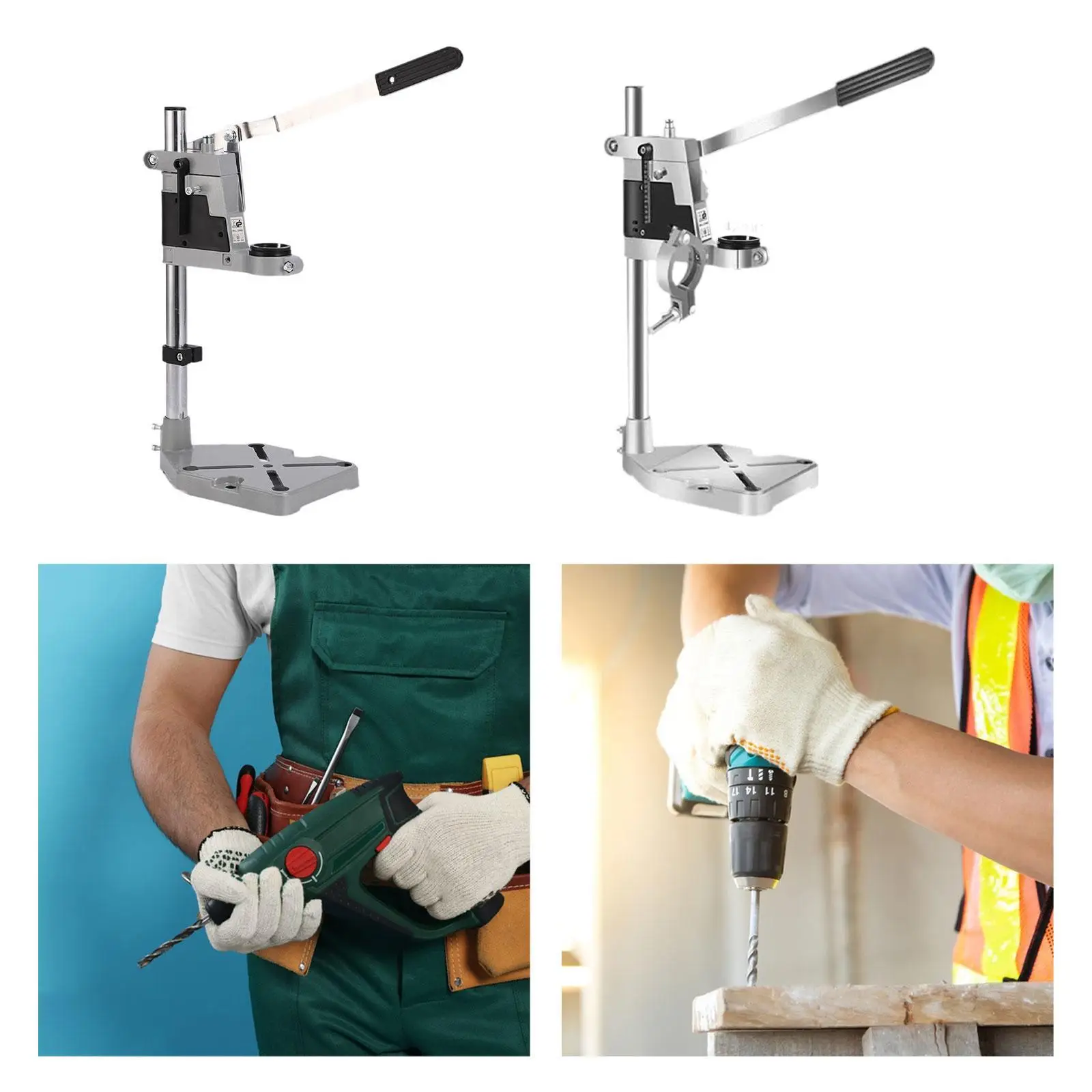 

Drill Press Clamp Desktop Alloy Drill Stand Holder for Wood Project Drilling Perpendicular Angled Holes Woodworking Home Garage