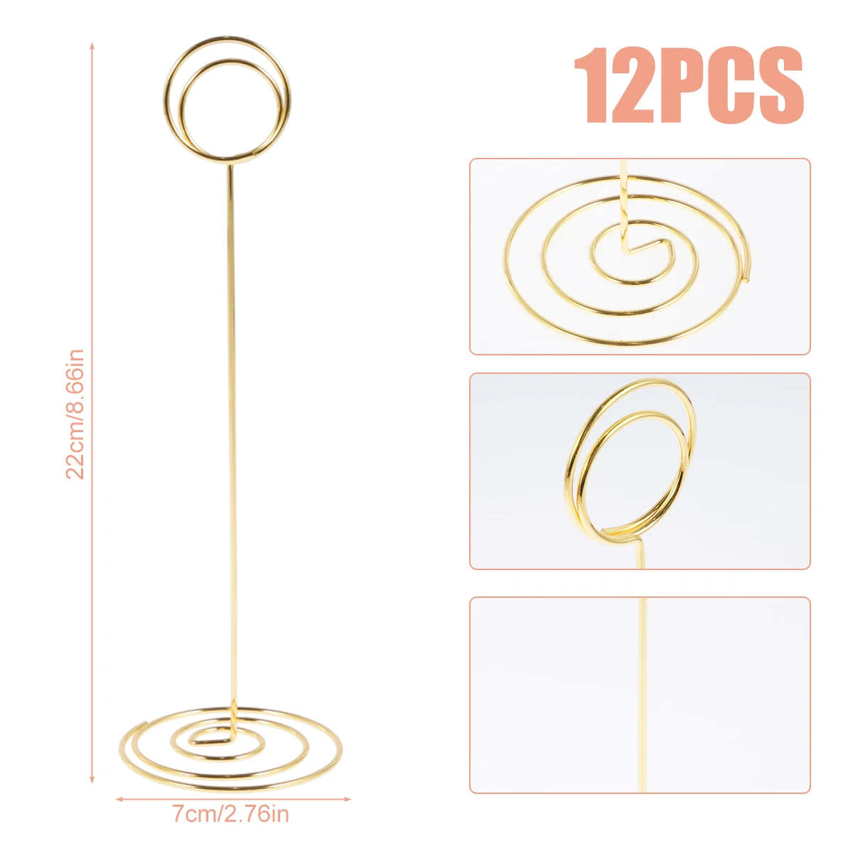 12Pcs Metal Place Card Holders Photo Clip Stands Wedding Table Number Name Sign Stand Holder for Wedding Birthday Party Supplies