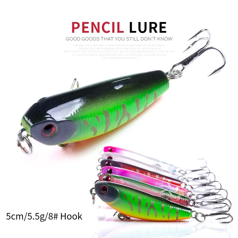 50mm 5.5g Topwater Pencil Fishing Lures Walking the Dog Pesca Wobblers Artificial Hard Baits for Bass Trout Swimbait Equipment