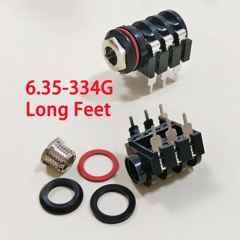 10PCS 6.35mm Jack 6pin Straight Insertion Stereo Voice Mother Audio Headphone Plug PCB Soldering Connector Long And Short Pins view 6