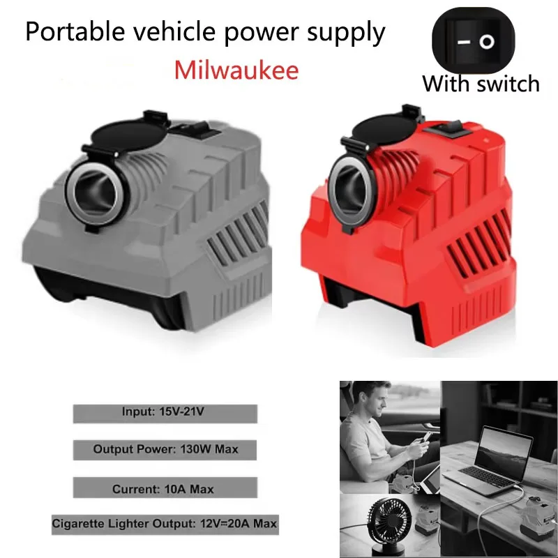 Cigarette Lighter Interface Power Supply for Dewalt/Milwaukee 18V Li-ion  Battery DC 12V Buck Converter Regulator with USB Type C
