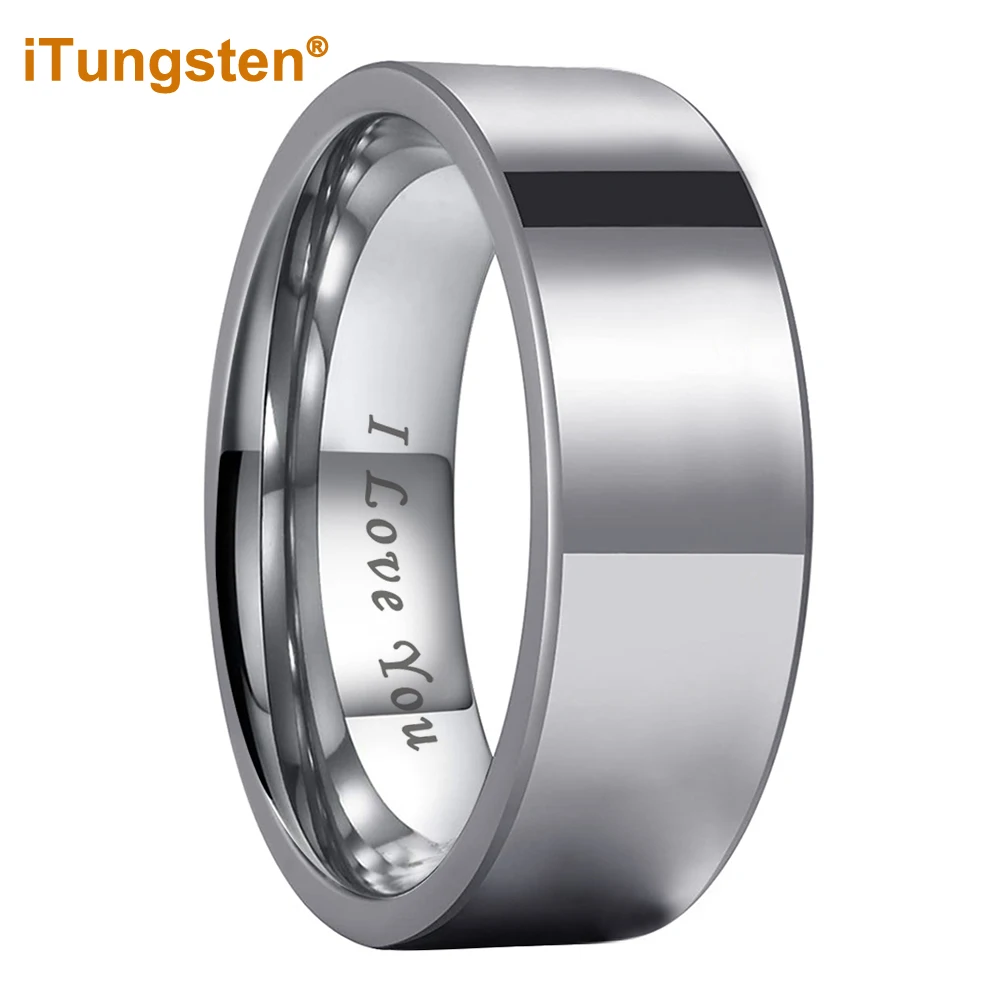 iTungsten 6/8/10/12mm Fashion Wholesale Tungsten Wedding Ring Men Women Trendy Engagement Band I Love You Engraved Comfort Fit