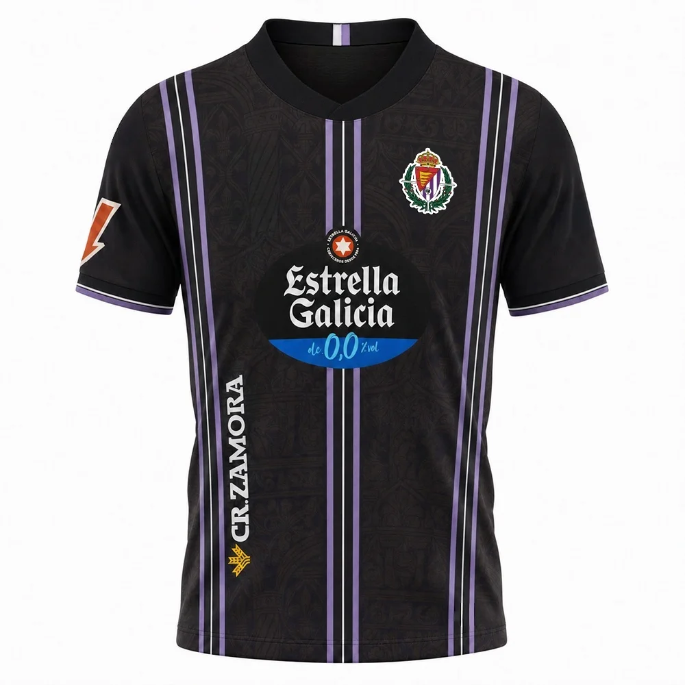2026 Valladolid 3D-gedrucktes Fußballtrikot für Herren, atmungsaktives, schnelltrocknendes Kurzarm-T-Shirt für den Sommer, Familien-Partnerlook – Detail 3