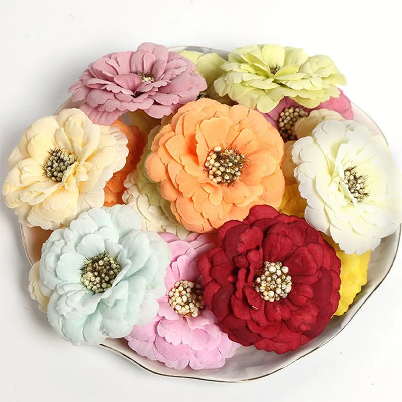 10Pcs Artificial Camellia Flowers Wedding Background Home Decor Handmade Fabric Fake Flower Decoration For Garland Accessories