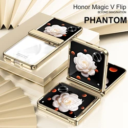 Phone Case For Hornor Magic V Flip Phantom Plating Transparent Hinge Full Package Cover Come with Glass Front Film