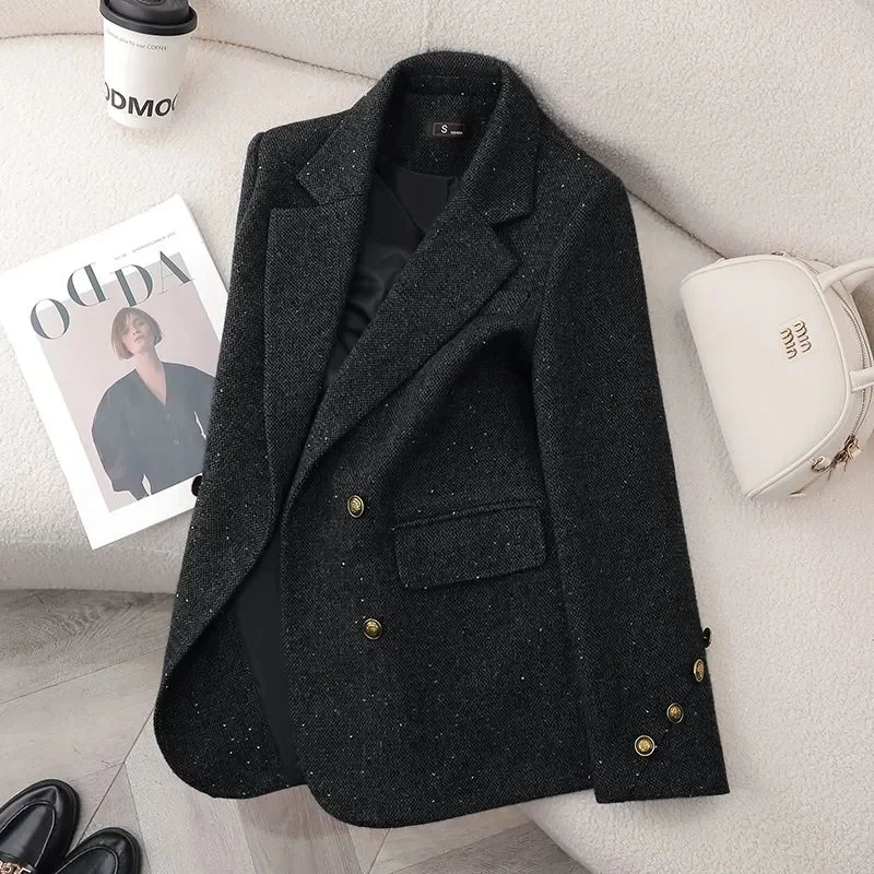 2025 Fashion Autumn New Temperament Suit Jacket Women Red  Coat Slim Korean All-Match Double-Breasted Outwear Female Blazer