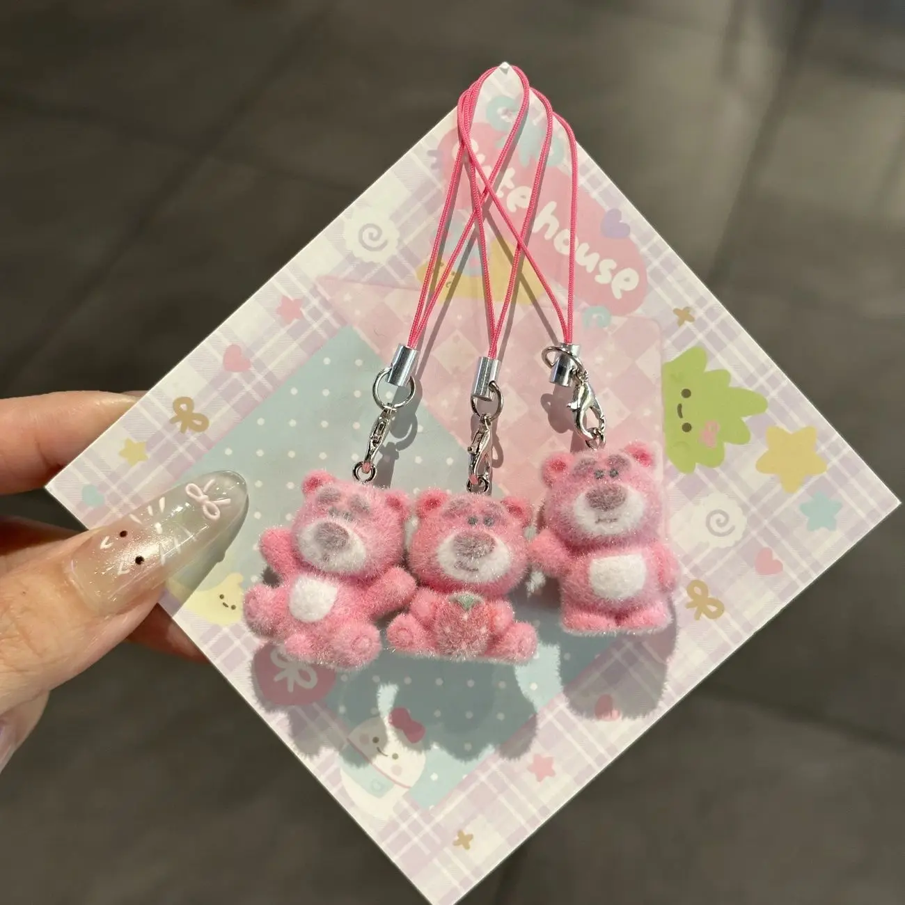 스위트 베어 전화 매력 펜던트 귀여운 키 체인 케이스 아이폰 15 CCD 카메라 Airpods 이어폰 Schoolbag Ins Korea New