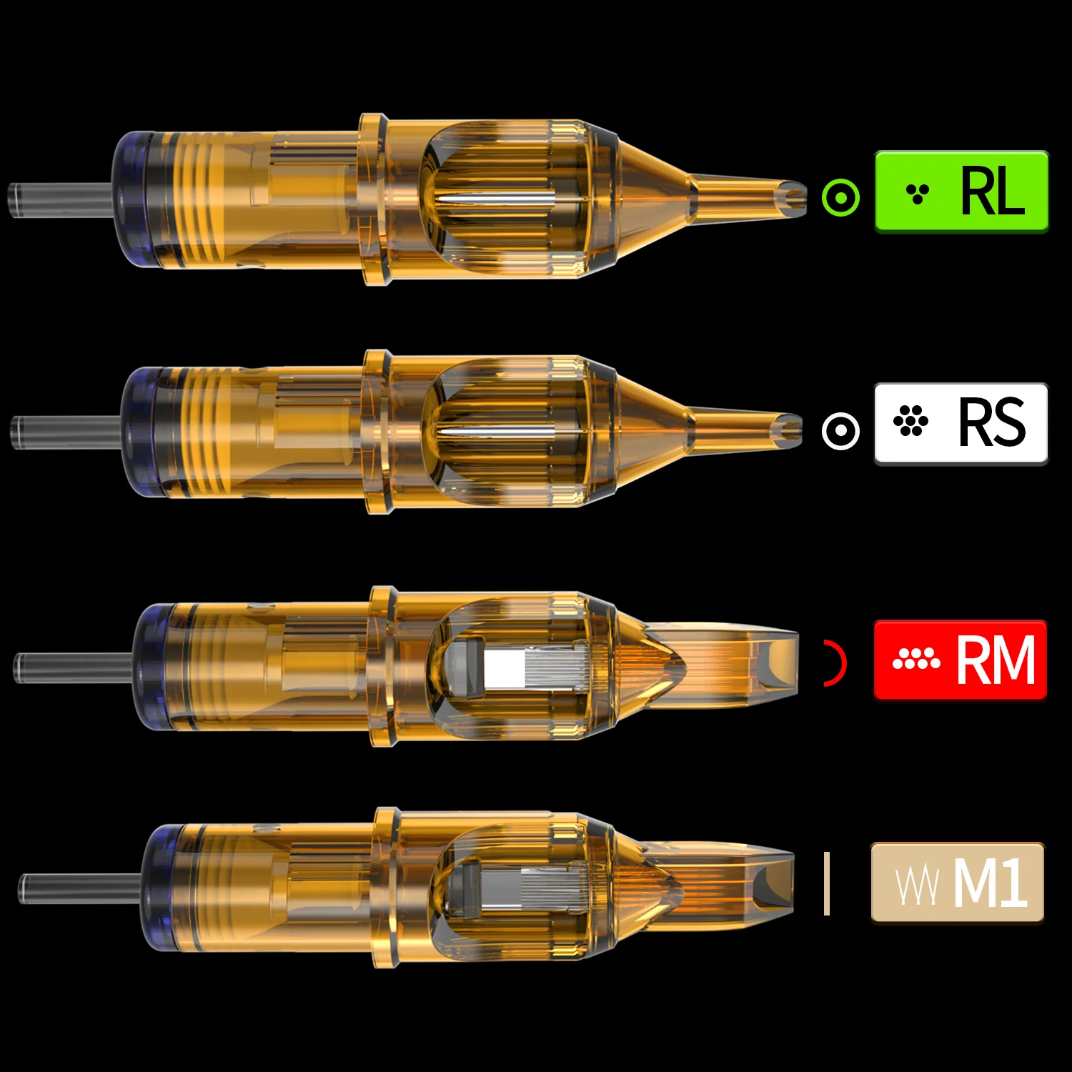 Cartouche de tatouage libellule jaune, 10 pièces, aiguille 1 3 5 7 9 11 13 14 15 RL RM RS M1 pour Machine à tatouer, accessoires d'aiguille de stylo