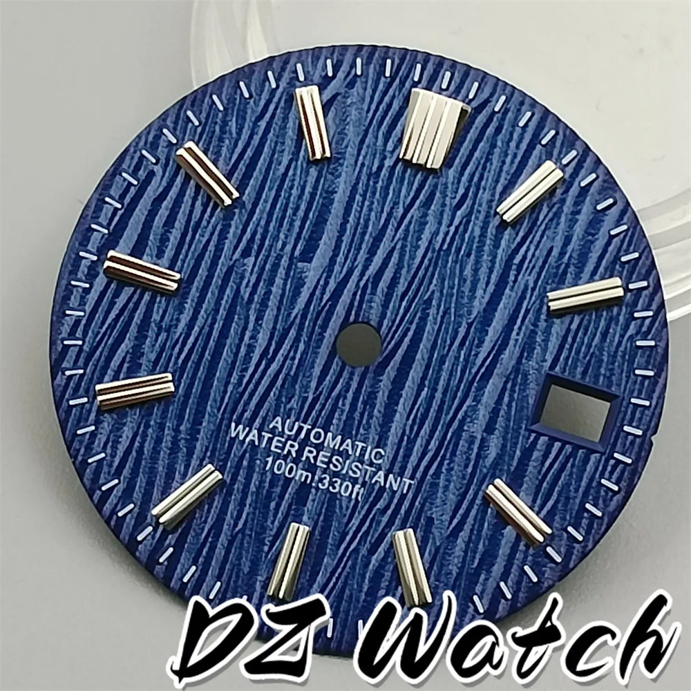 DZ 29mm Watch Dial Black Blue White Dark Green With Birch Texture Design Fit For NH35 NH36 Movement Watch