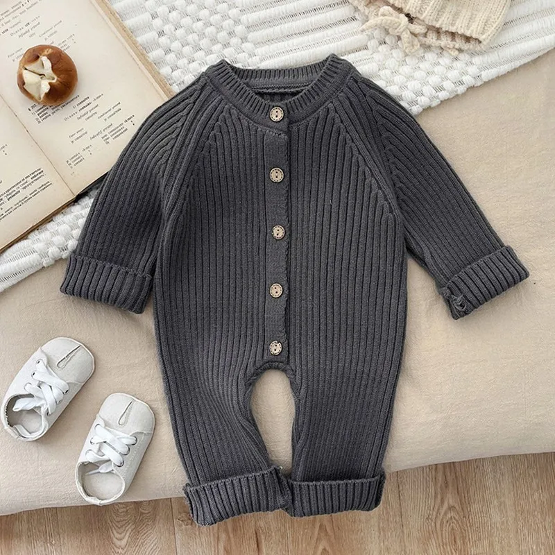 MiniAinis Autumn Winter Baby Knitted Romper Girls Long Sleeve Acrylic Fibers Bodysuit Boys Thickened O-neck Jumpsuit Clothes