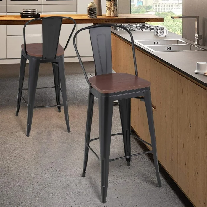 Iron Tall Bar Stool Industrial Modern Style Metal Durable Commercial with Foot Pedals