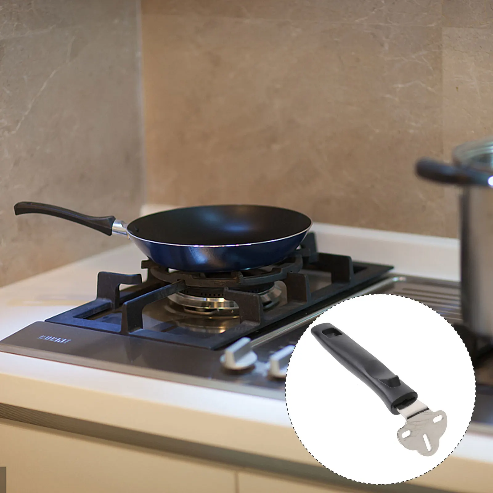 

Detachable Pan Handle Replacement 3 Holes Anti-Scald Heat Resistant Bakelite Grip For Fry Long Handle Kitchen Utensil