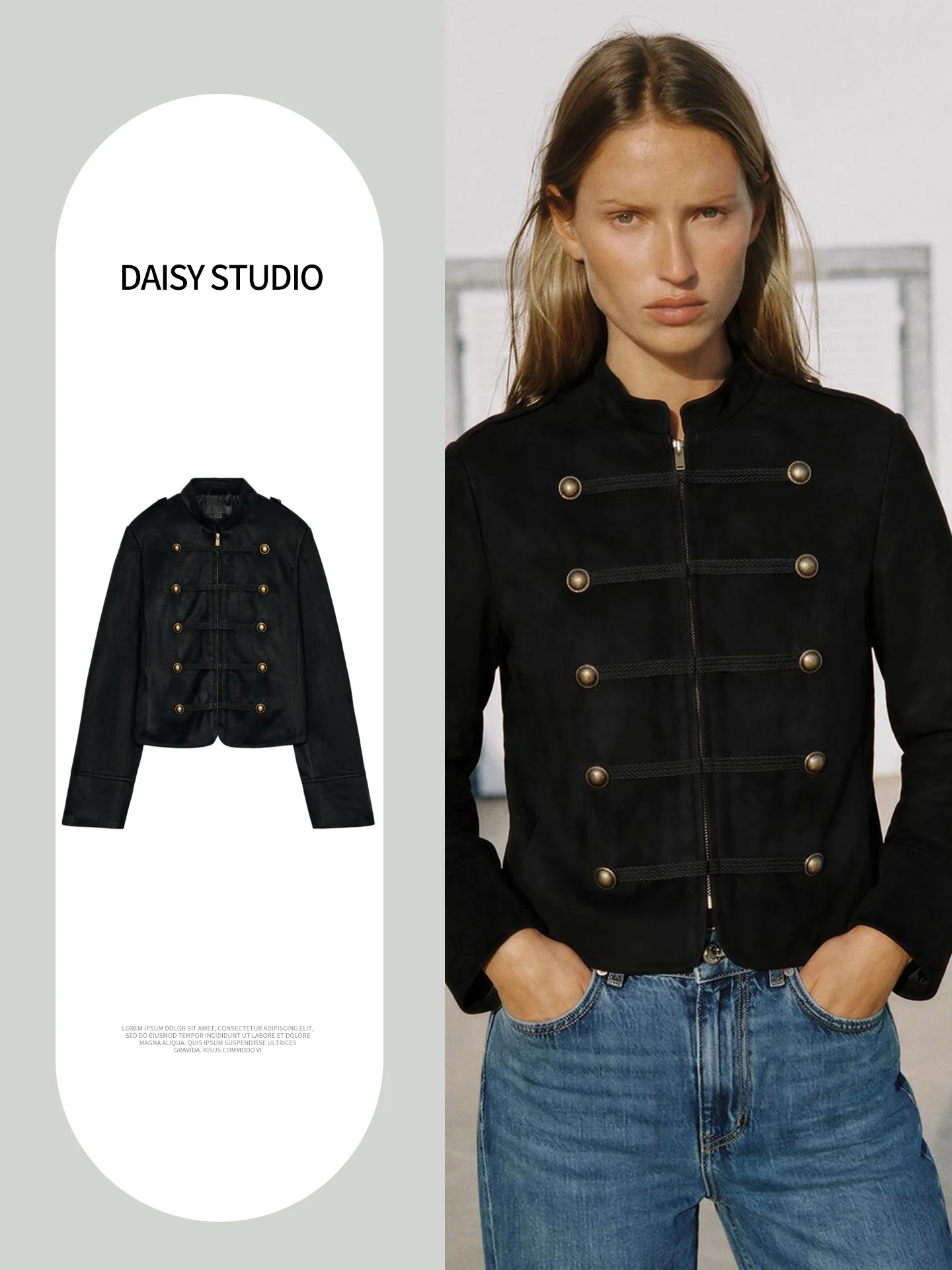 Autumn New Arrival Women's Casual Style Long Sleeve round Neck Rope Knot Decoration Zipper Jacket Outerwear Polyester Fiber