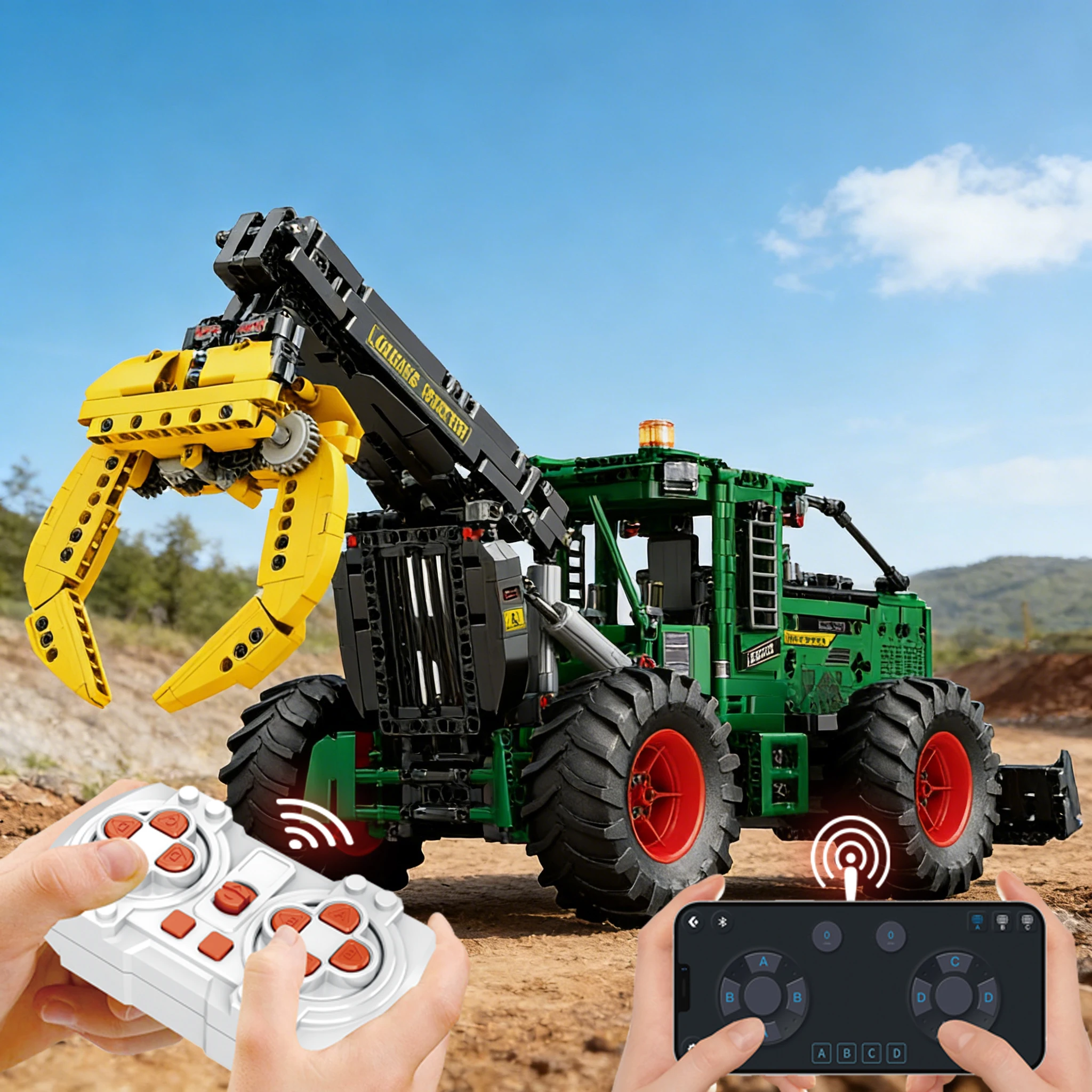 1741 個 RC 木材トラクタービルディングブロックファームトラクター技術電子リモコン車レンガモデル子供のおもちゃアイデアギフト