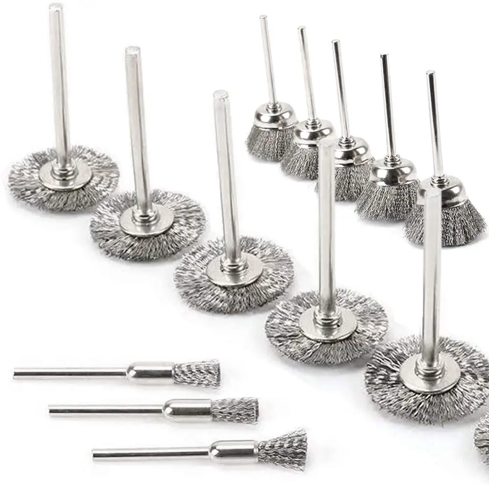 3mm Steel Wire Rotary Brush for Metal Rust Removal and Polishing Electric Abrasive Tool Accessory Set