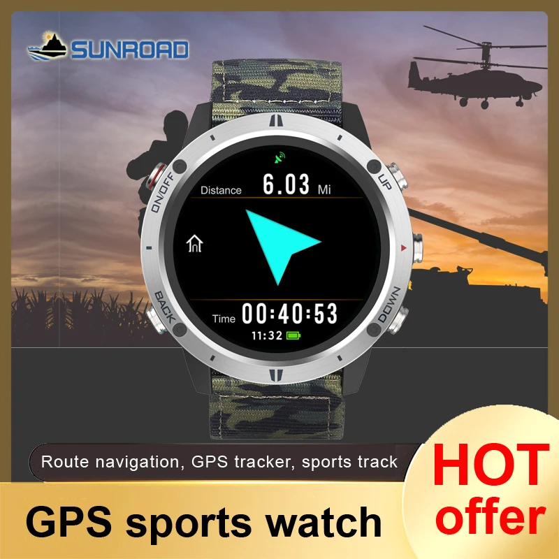 Sunroad-Relógios eletrônicos impermeáveis para homens, relógio esportivo com GPS, rastreador digital de fitness, militar, novo