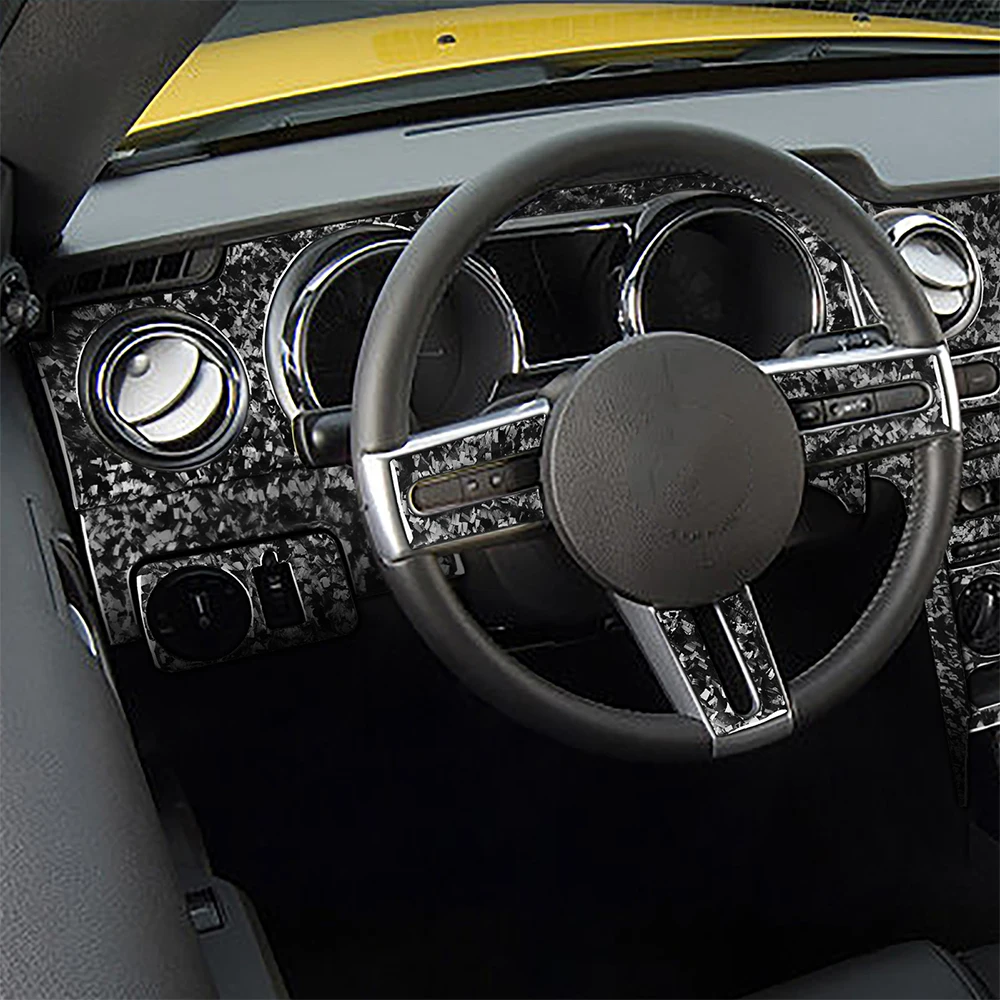 For Ford Mustang 2005-2009 Forged Carbon Fiber Center Console Gear Shift Air Vent Panel Set Car Interior Accessories Sticker
