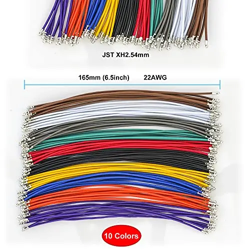 

Ассортимент разъемов JST XH 2,54 мм, 2-контактная розетка с предварительно обжимными проводами 22AWG, 10 цветов для печатной платы DIY