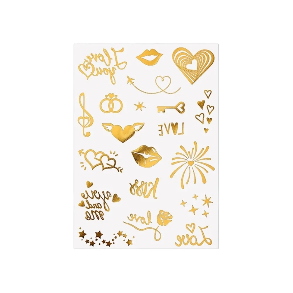 

Water Transfer Gold Stamping Tattoo Stickers Instant Waterproof Temporary Tattoo Fake Gold Body Art Sticker Valentine's Day