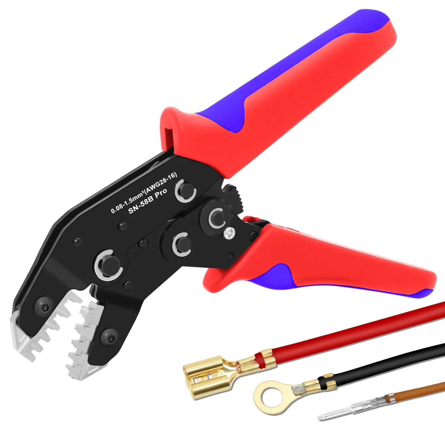 SN-58B Pro Wire Crimping Plier for JST PH 2.0mm,XH 2.5mm,VH 3.96mm,JWPS 4.0mm&Dupont Open Barrel Terminals Crimper=SN2549+SN58B