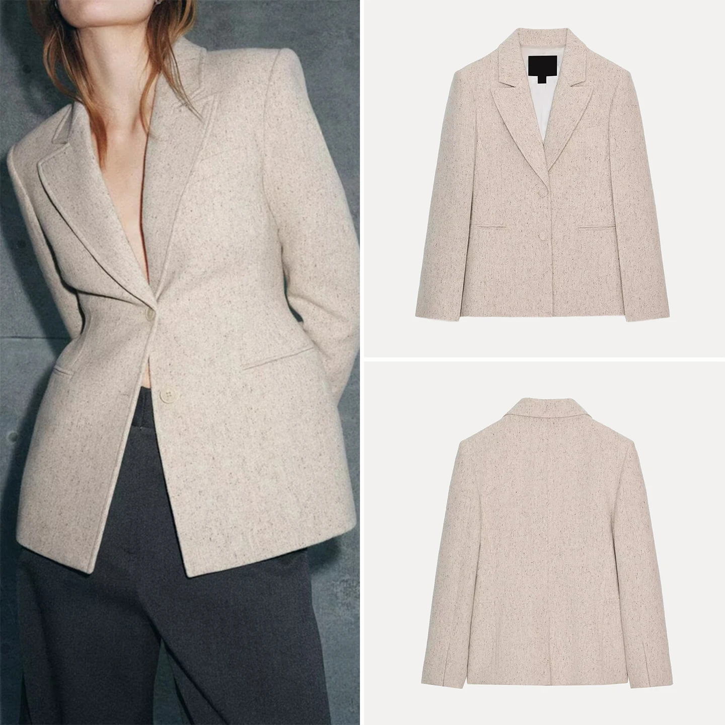 

2025 Winter New Women's Faion Personali Nine-Point ort Skirt Slim Fit Suit Jaet Long Sve Daily Wear Z Brand