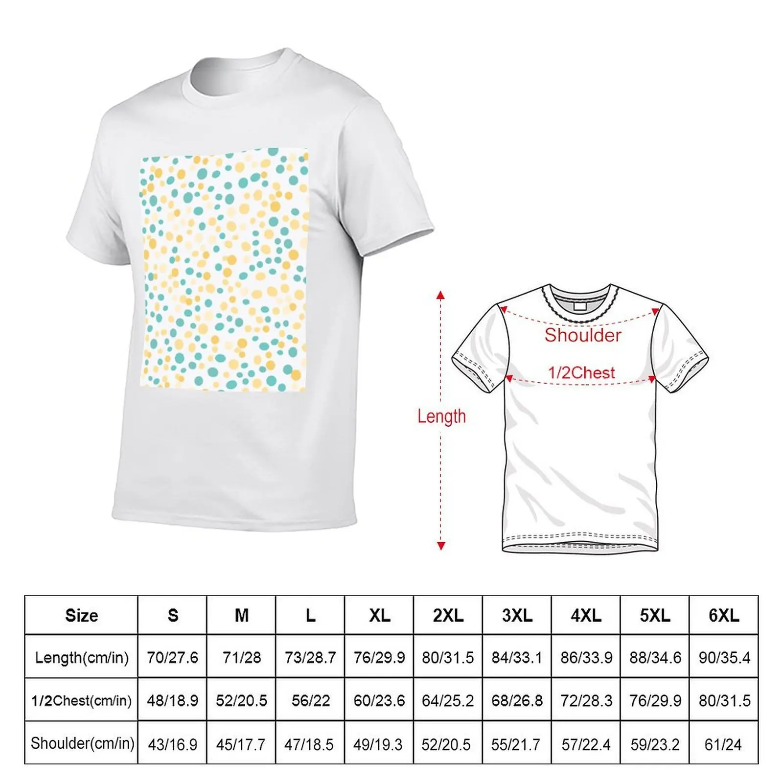 Pretty Spring Yellow And Teal Polka Dots T-Shirt t shirts for man graphic tees T-Shirt