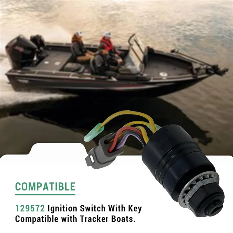 

Ignition Switch Replacement 129572 With 1 Key, 3 Position 6 Wire Connectors For Tracker Boats