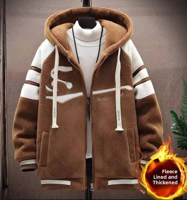 

Мужское хлопковое пальто с капюшоном из меха ягненка Thiened, новое зимнее теплое молодежное пальто в Корейском стиле для студентов