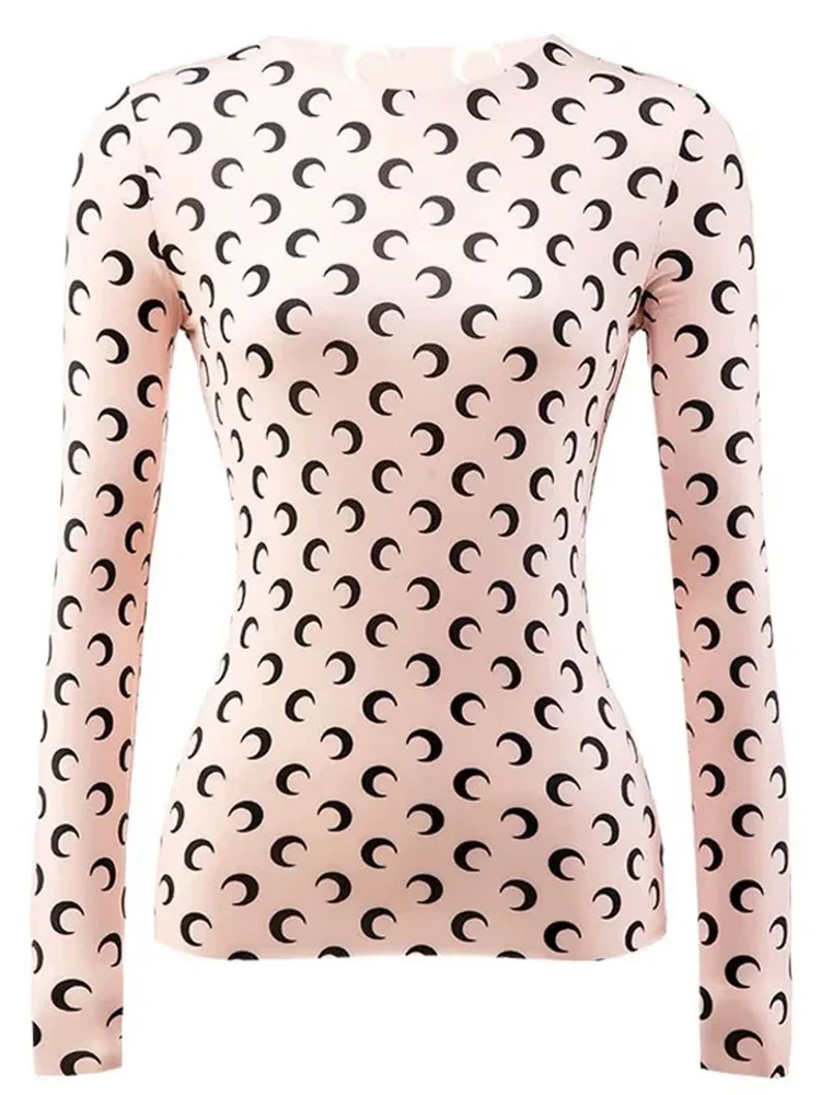 女性用長袖Tシャツ,プリントメッシュ,カジュアル,日焼け止め,シルク,インナーレイヤー,春,秋のファッション