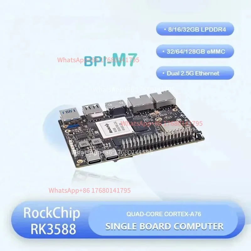 RK3588 Single Board Computer SBC 8K60 6TOPS NPU 32GB LPDDR4x 128GB EMMC WiFi6 2x2.5G Edge AI NAS NVR Digital Signage CE FCC