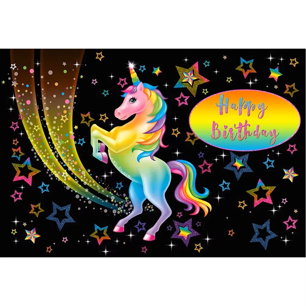 

Cymbozin Gradient Unicorn Backdrop Photography Stars Customized Texts Princess Baby Girl Birthday Party Photo Booth Background