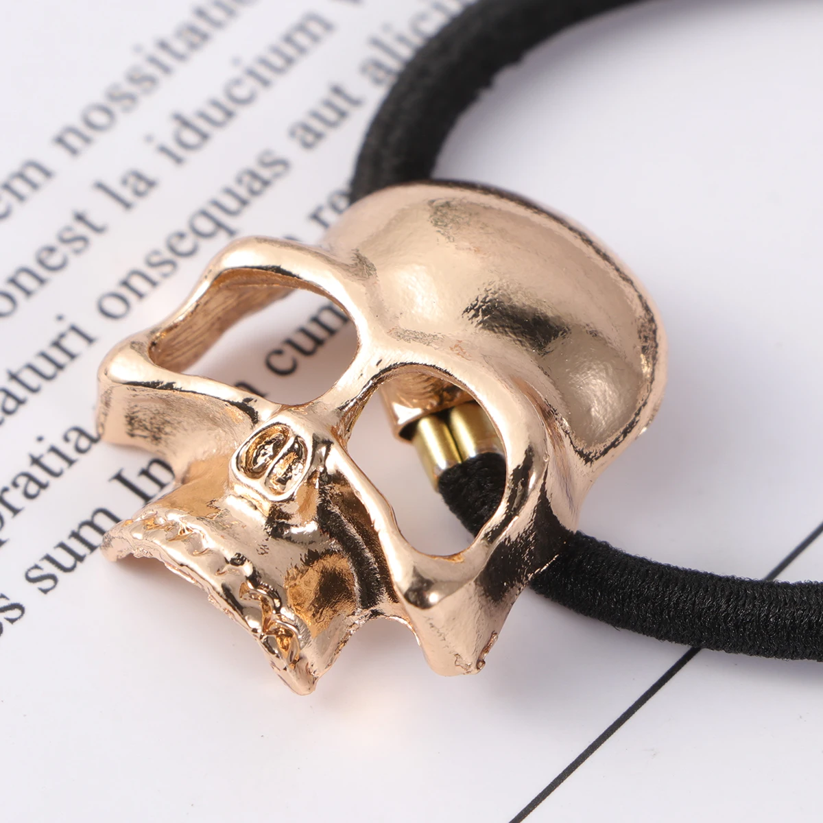 

3pcs Retro Metal Skull Hairbands Elastic Ponytail Holders Girls Hair Ties Adjustable Mixed Color Rubber Band Accessories